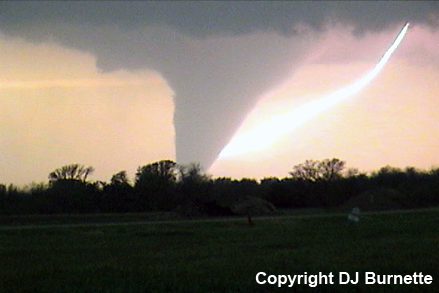 Large Tornado and Lightning Bolt