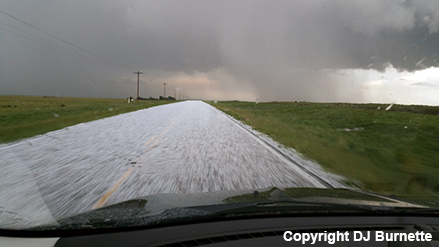 Hail Covering the Road